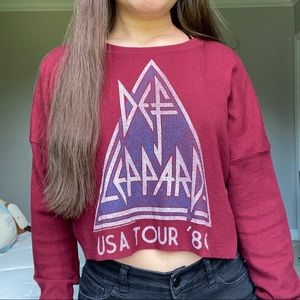 Burgundy Def Leppard Crop Top